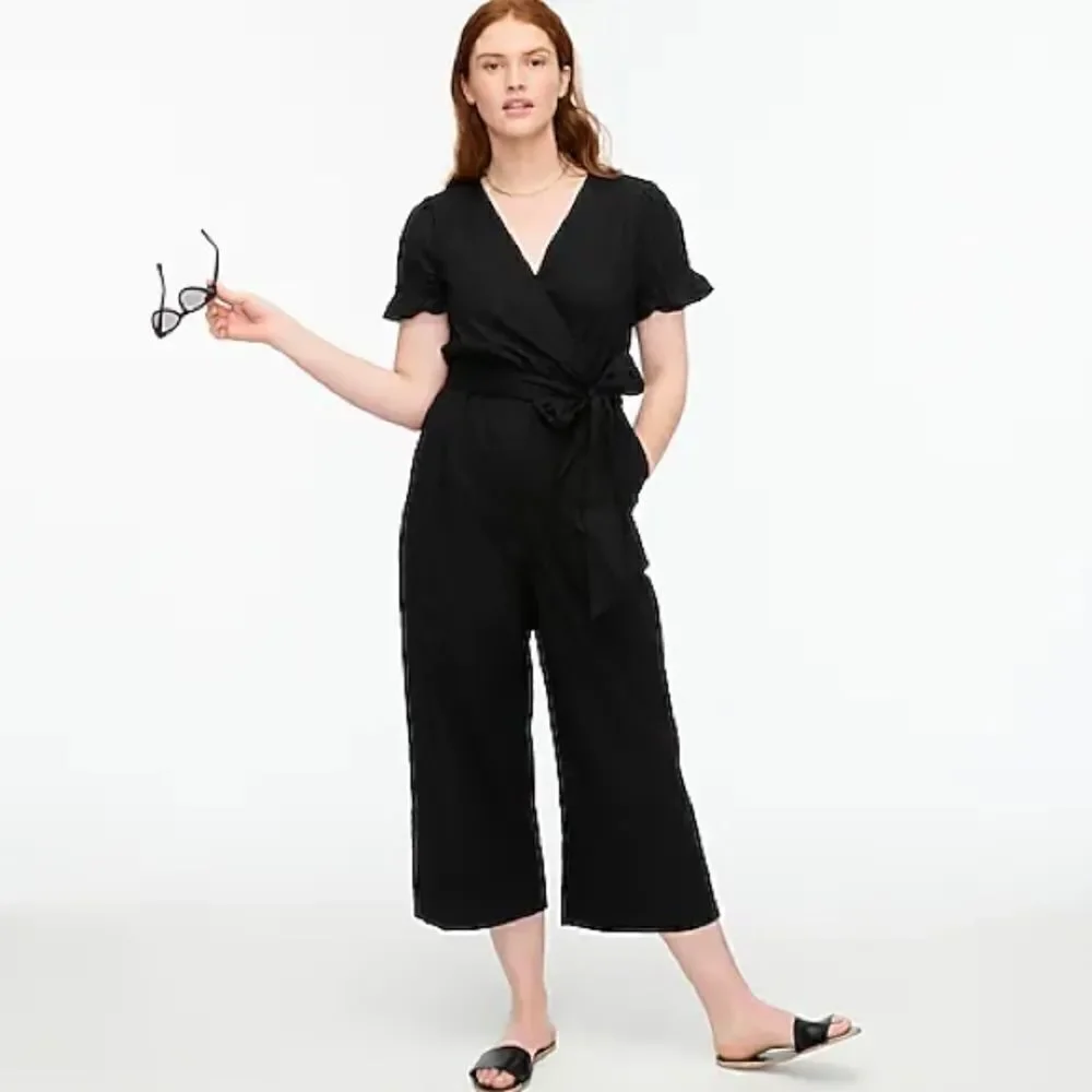 J.Crew Tall ruffle stretch cotton poplin jumpsuit*